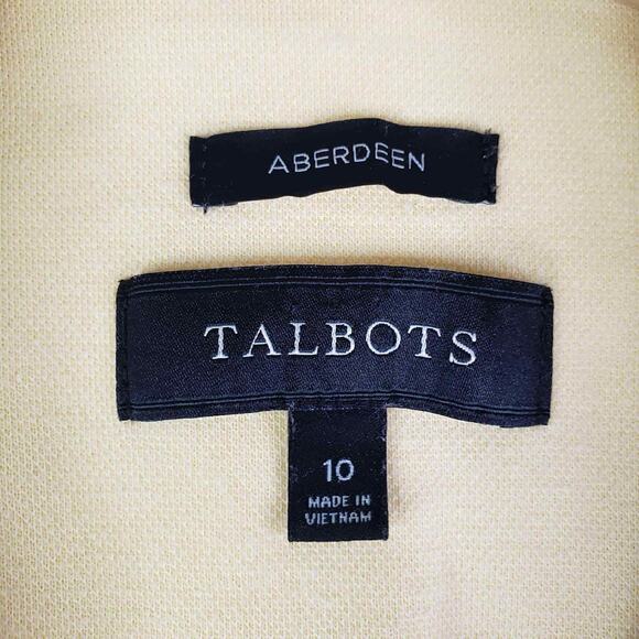 Talbots Blazer Jacket Womens Size 10 Stretch Knit Button Yellow Lined Aberdeen - Picture 6 of 8